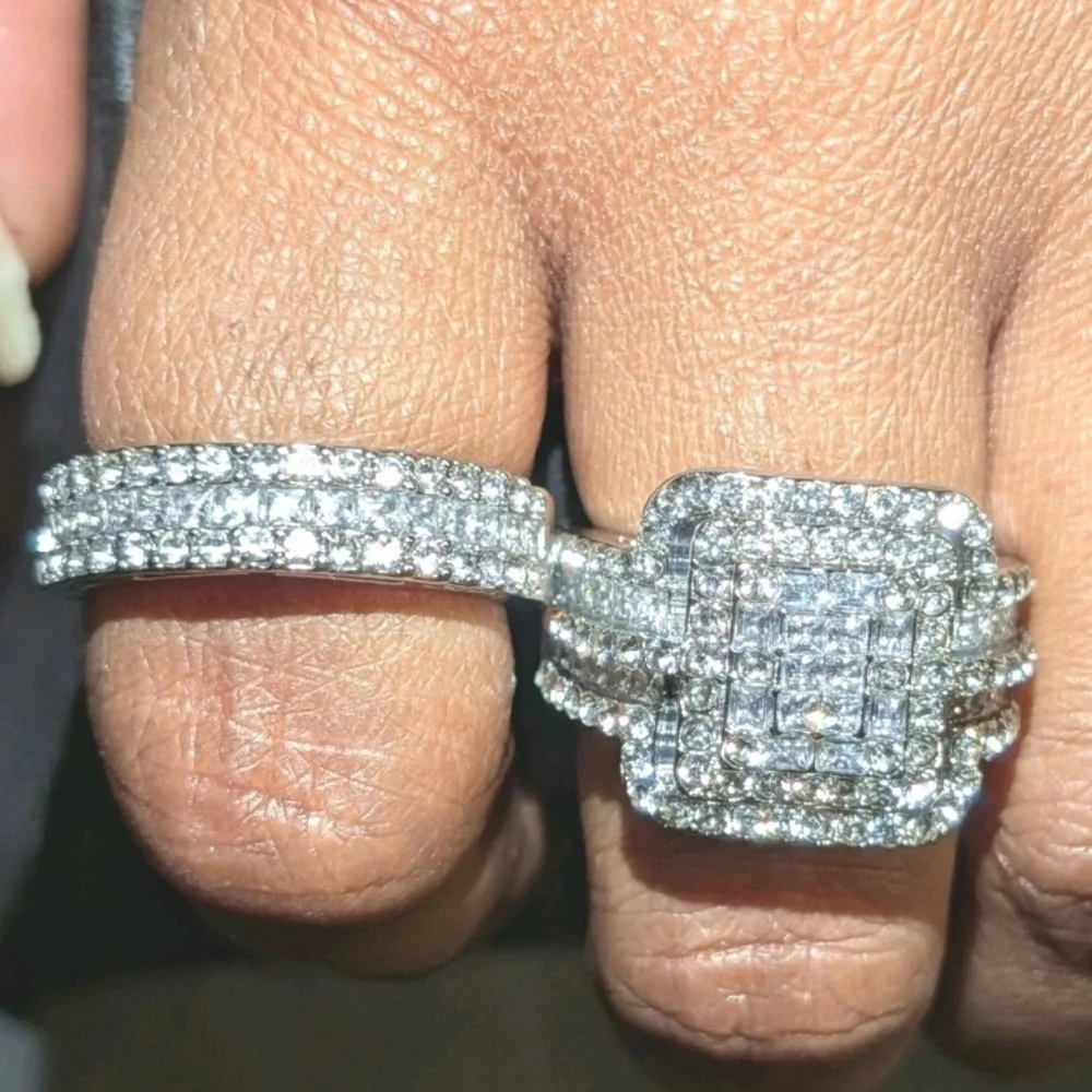 Shimmering Cluster Engagement /Wedding Set 5Ct Lab Created Diamond Unisex